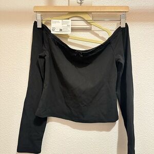Wild Fable Black Off-Shoulder Crop Top